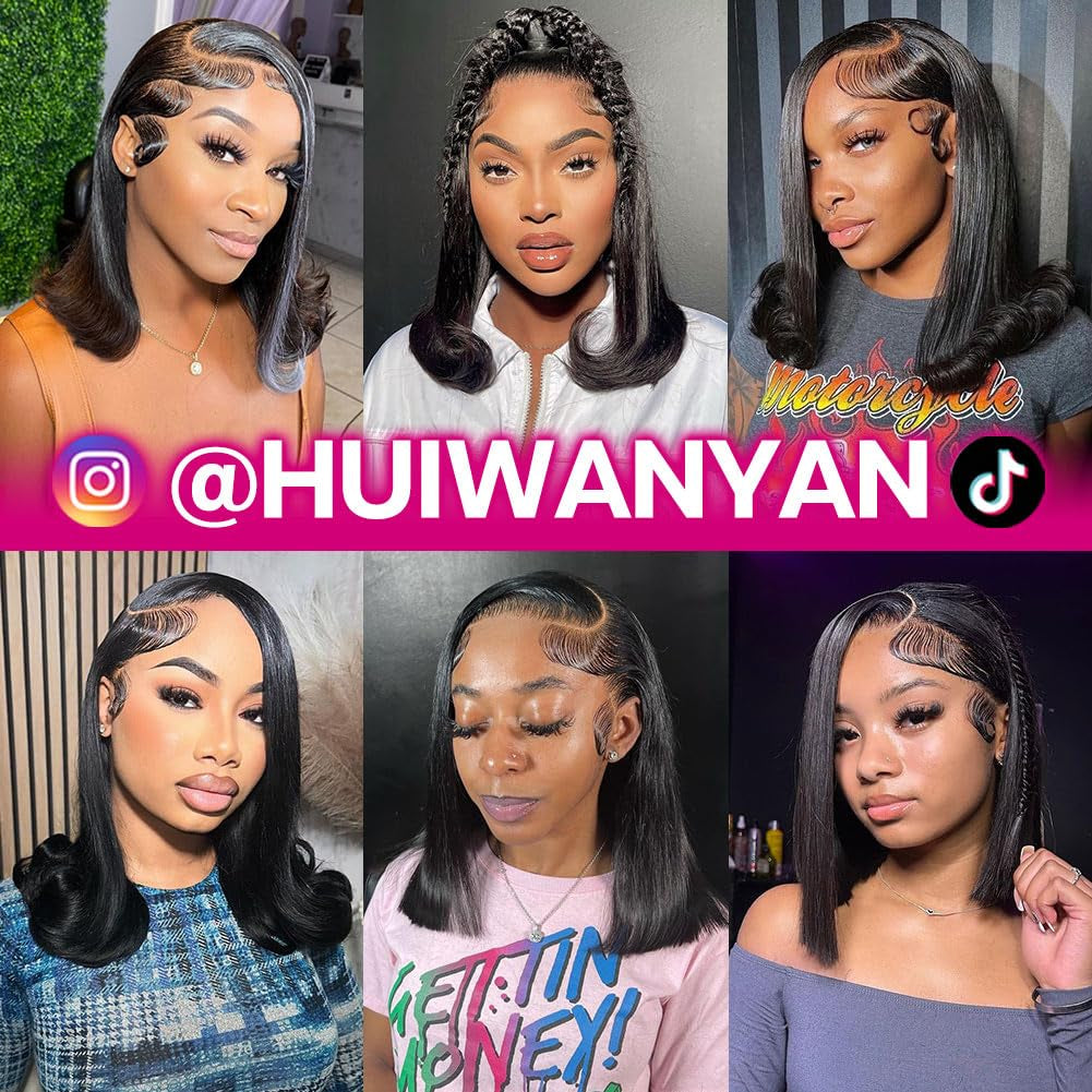1 of Bob Wig Human Hair 14 Inch Nature Black and 1 of Bob Wig Human Hair 10 Inch Nature Black